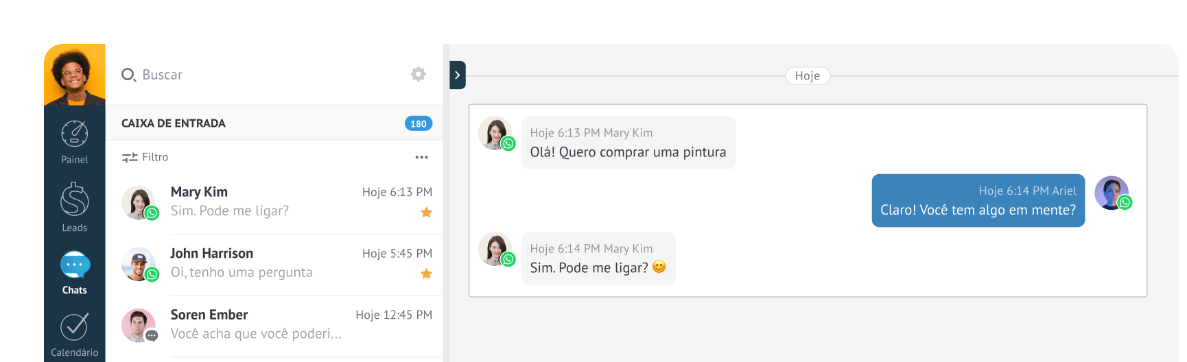 Todas conversas no WhatsApp em um inbox